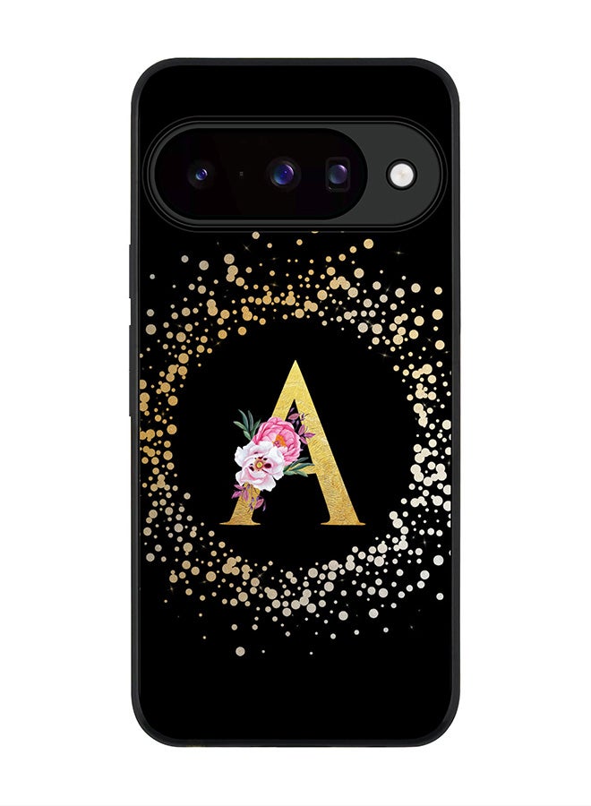 For Google Pixel 10 Case,Slim fit Camera Protection, Shockproof Thin Phone cover  - Custom Monogram Floral - A ( Black )